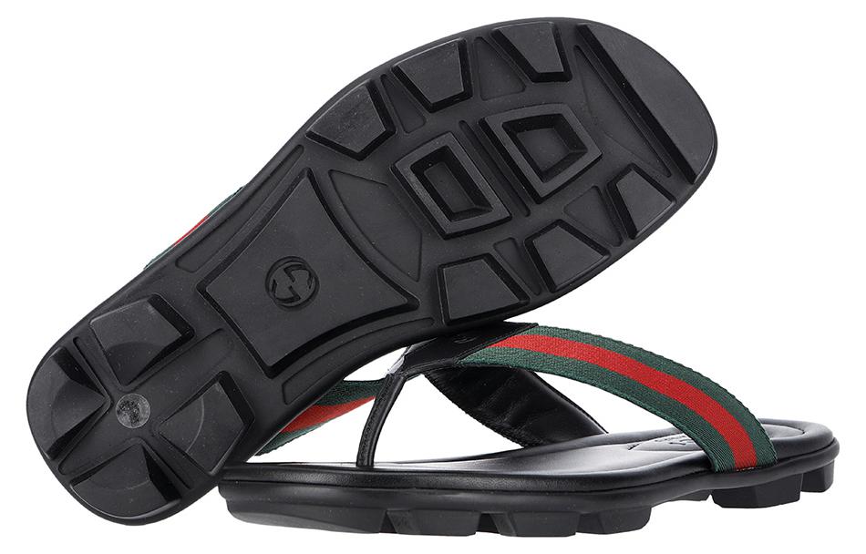 Gucci Leather Web Thong Sandal 'Black' 429362-H91A0-8480