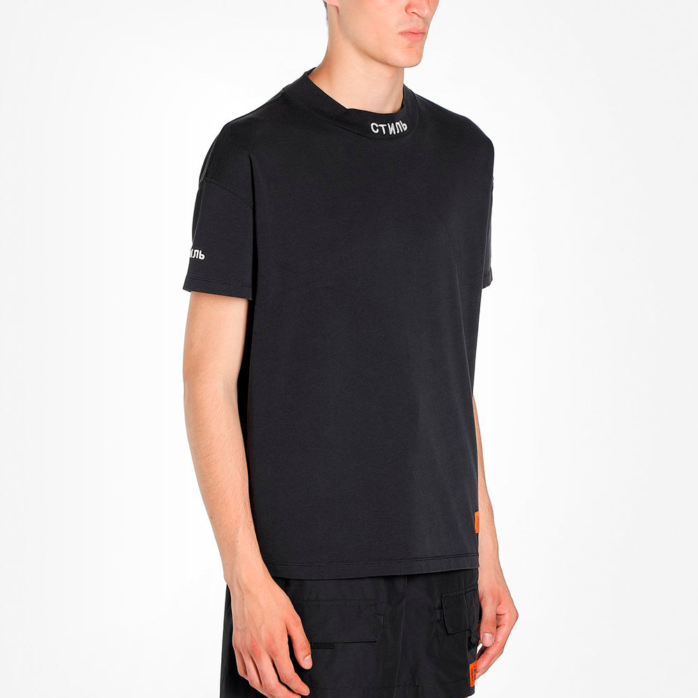 HERON PRESTON Collar  Printing Short Sleeve Unisex Black HMAA012S209130111001