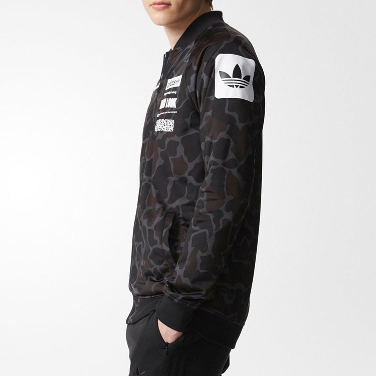 adidas originals Logo Printing Reversible Camouflage Sports Jacket Black CD1715