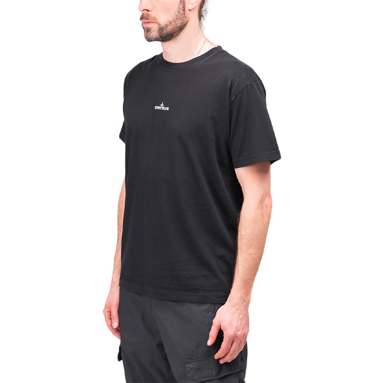 Men's STONE ISLAND SS21 Printing Round Neck Short Sleeve Black 74152NS85-V0029