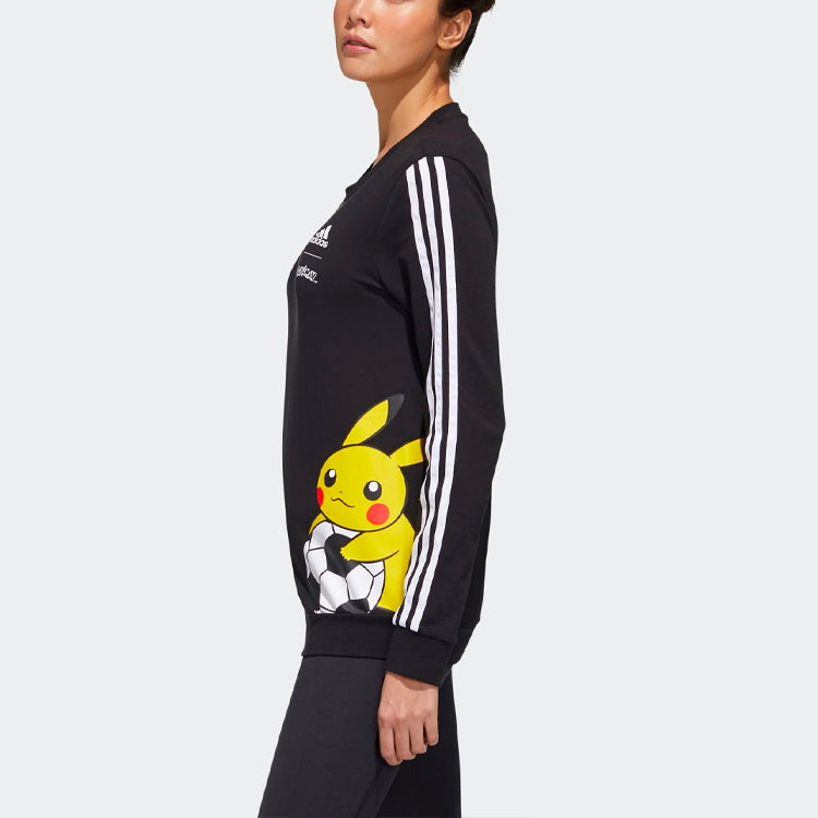 (WMNS) adidas x POKEMON Logo Printing Round-neck Swea Black GD5864