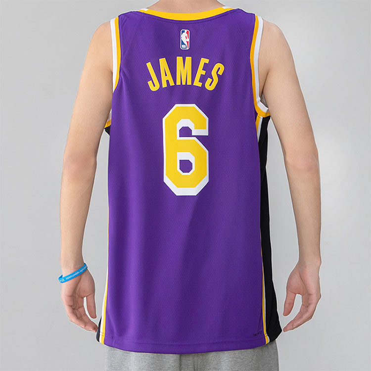 Men's Nike NBA Quick Dry Sports Basketball SW Fan Edition Version Los Angeles Lakers Lebron James No. 6 Purple Jersey CV9481-513