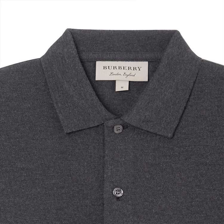 Men's Burberry Solid Color Short Sleeve polo Gray 80045801
