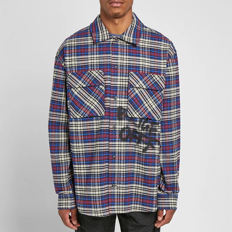 Off-White C/O VIRGIL ABLOH OW FLANNEL CHECK SHIRT BLUE OMGA091F19F330063010