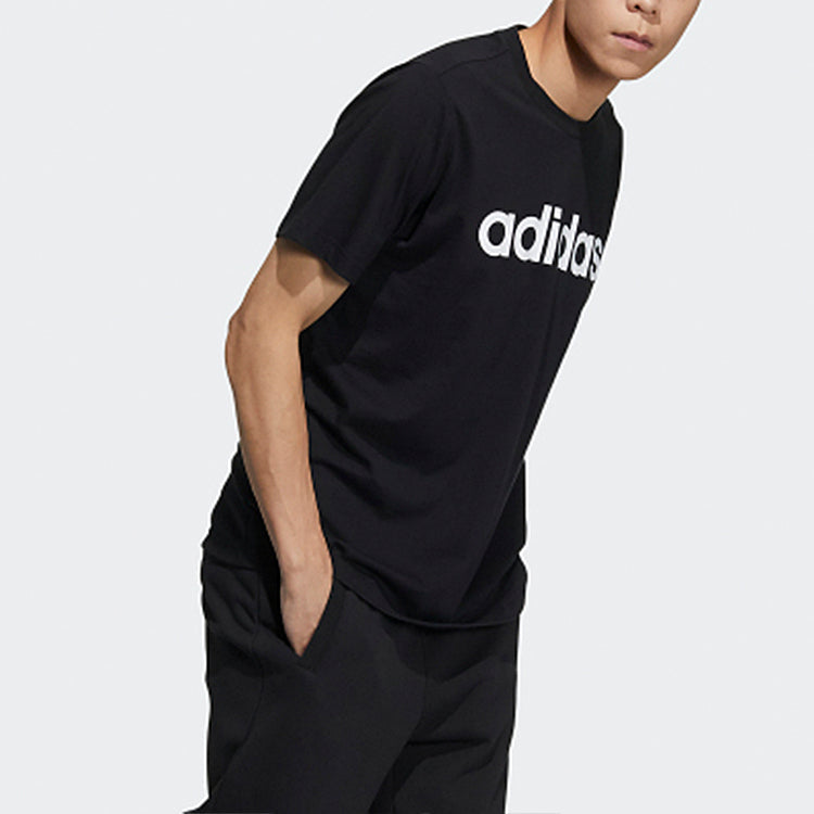 adidas neo M Ce Logo T1 Casual Sports Round Neck Training Short Sleeve Black GP4887