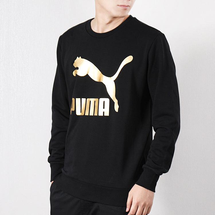 PUMA Classics Logo Crew Sports Round Neck Pullover Black 579069-61