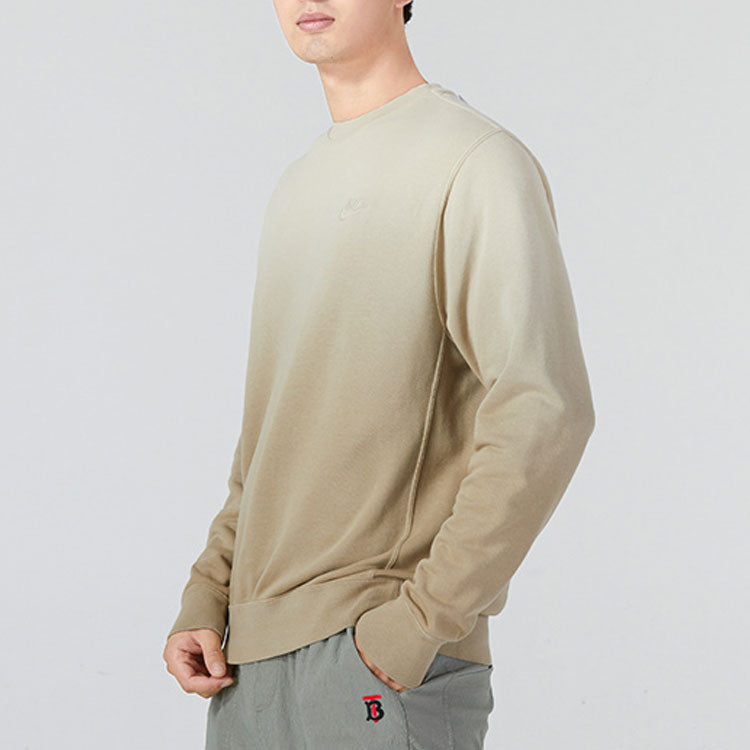 Men's Nike Gradient Loose Round Neck Pullover Long Sleeves Autumn Khaki DQ4628-247