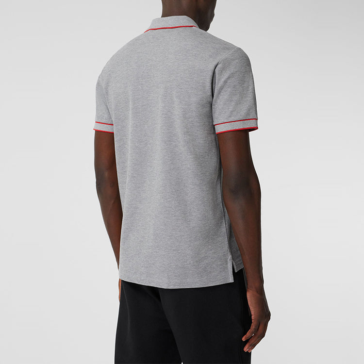 Men's Burberry Stripe Short Sleeve Polo Shirt Gray 80340761