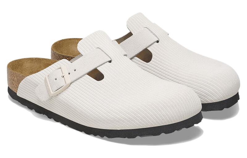(WMNS) Birkenstock Boston Suede Leather Embossed 'Corduroy Antique White' 1025270