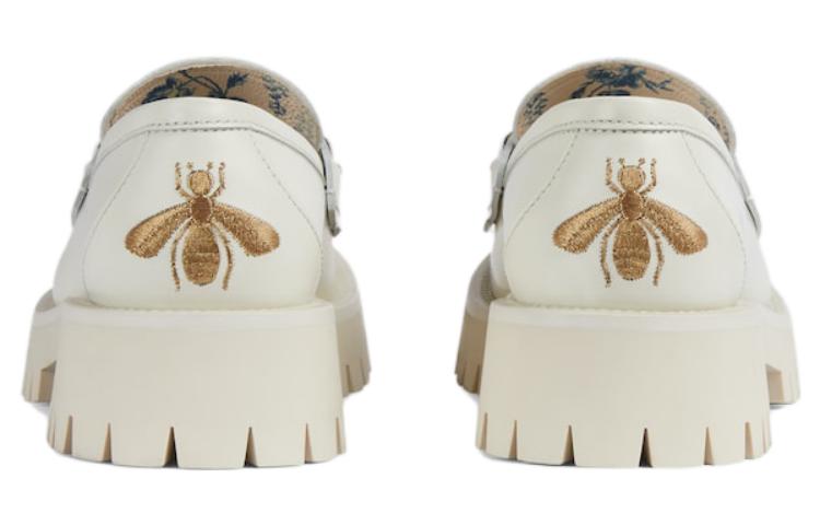 (WMNS) Gucci Rubber Lug sole Horsebit Loafer 'White Leather' 761987-DS800-9050