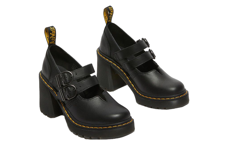 (WMNS) Dr. Martens Eviee Sendal Leather Heeled Shoes 'Black' 27371001