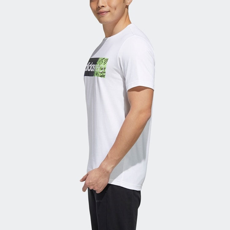 adidas neo Contrasting Colors Logo Printing Sports Short Sleeve White GJ8896