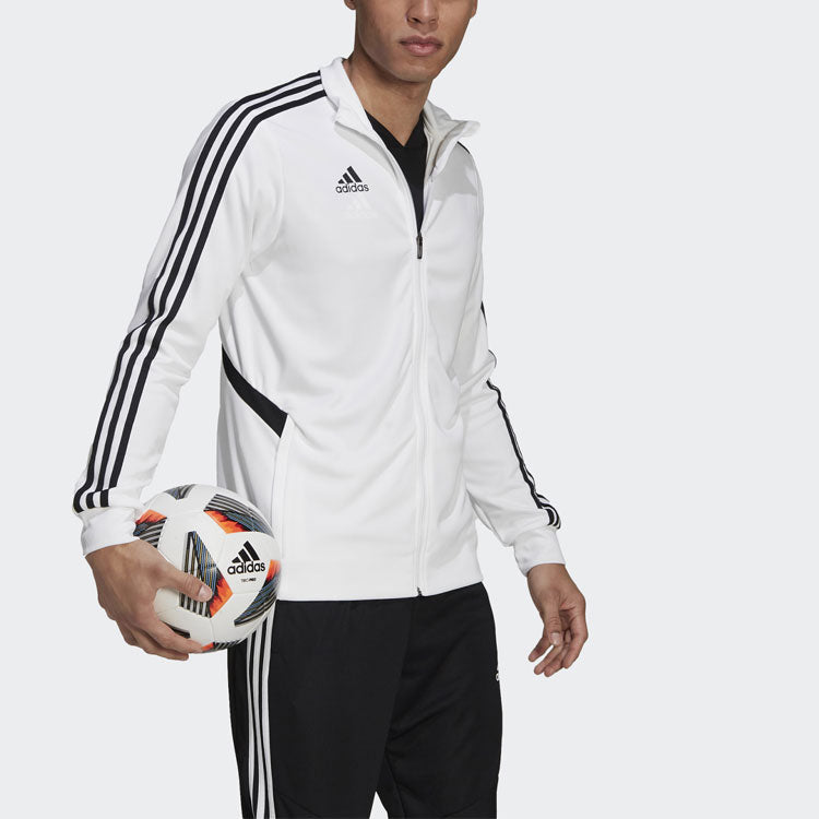 adidas Stripe Stand Collar Sports Jacket White DY0103