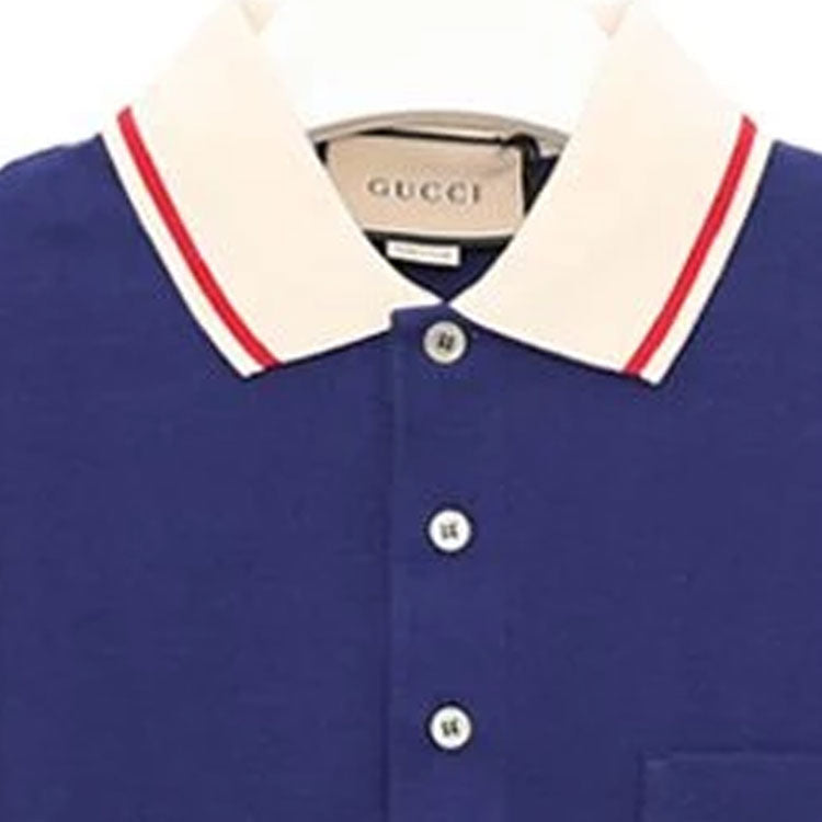 Gucci Cotton Jersey Polo Shirt With Web 'Blue' 715268-XJETR-4030