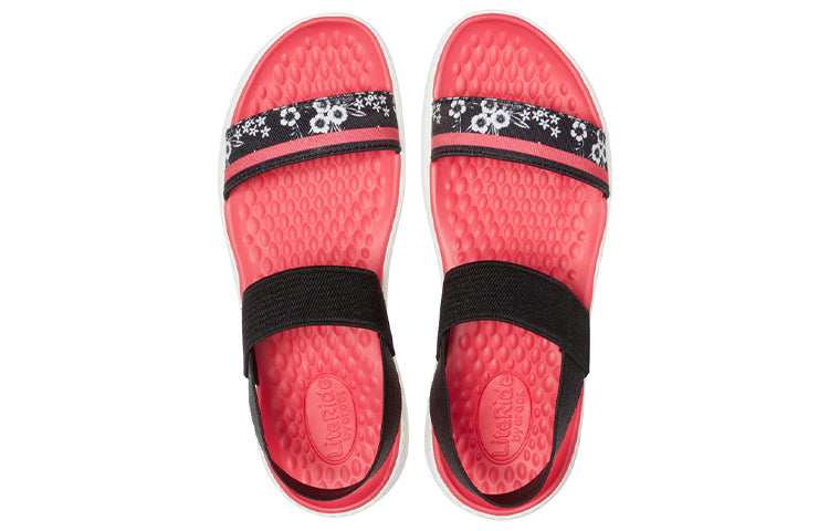 (WMNS) Crocs LiteRide Pattern Outdoor Open Toe Black Red Sandals 'Black Red' 205868-066
