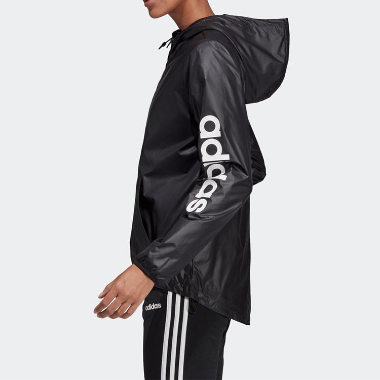 (WMNS) adidas E Lin Windbr Letter Logo Printing Hooded Jacket Black DP2408