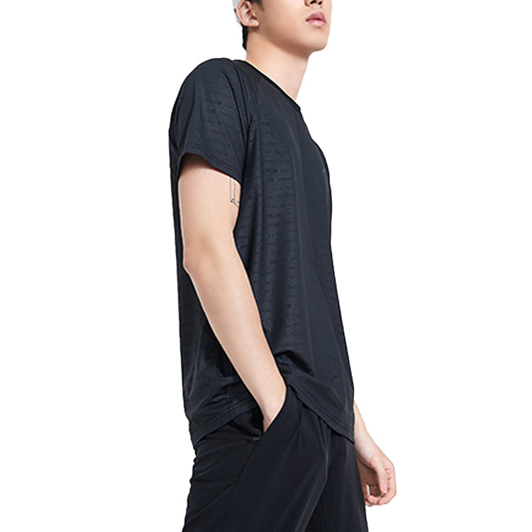 Li-Ning Wade Series Solid Color Round Neck Sports Short Sleeve Black ATSQ099-1