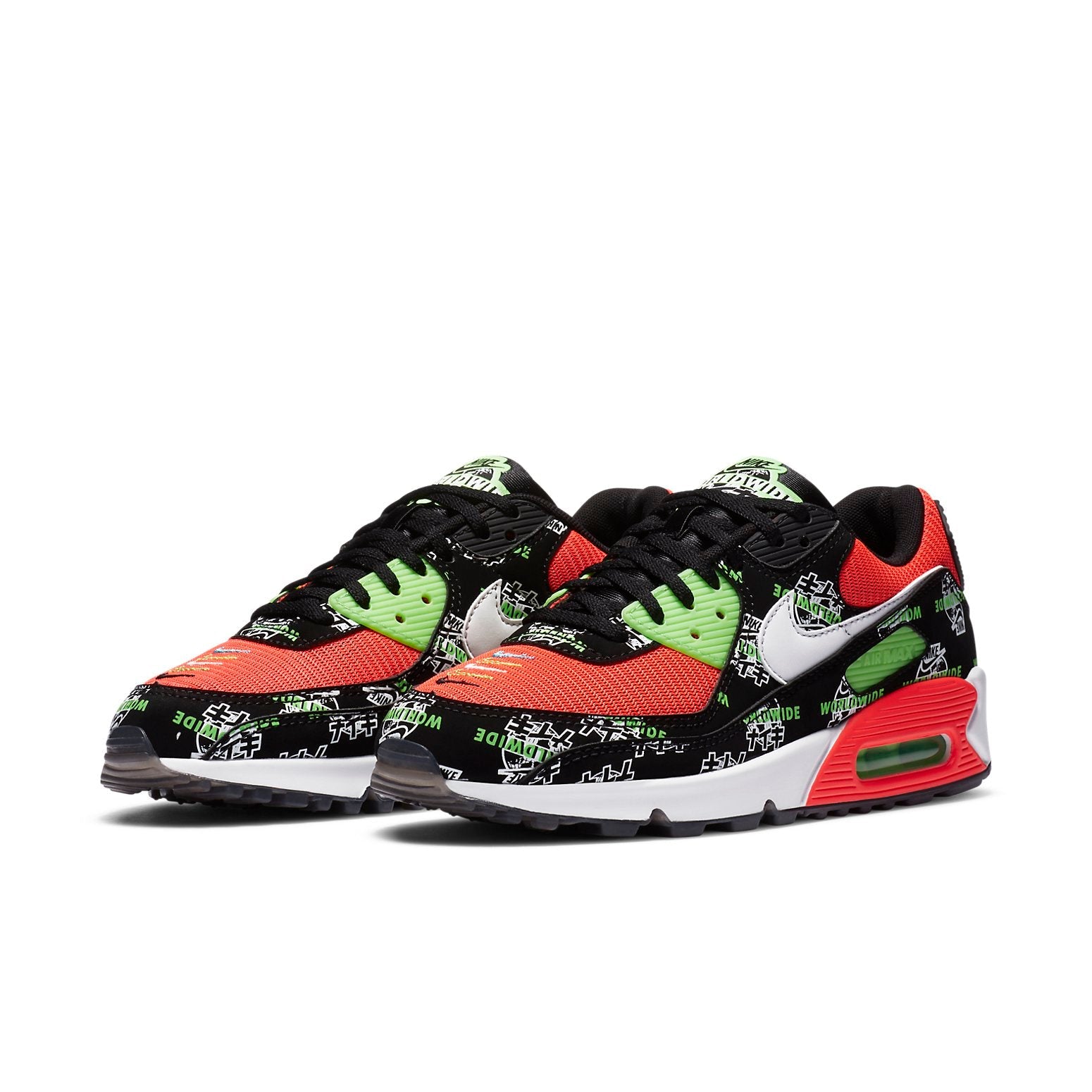 (WMNS) Nike Air Max 90 SE WW 'Black White Red' DA1342-013