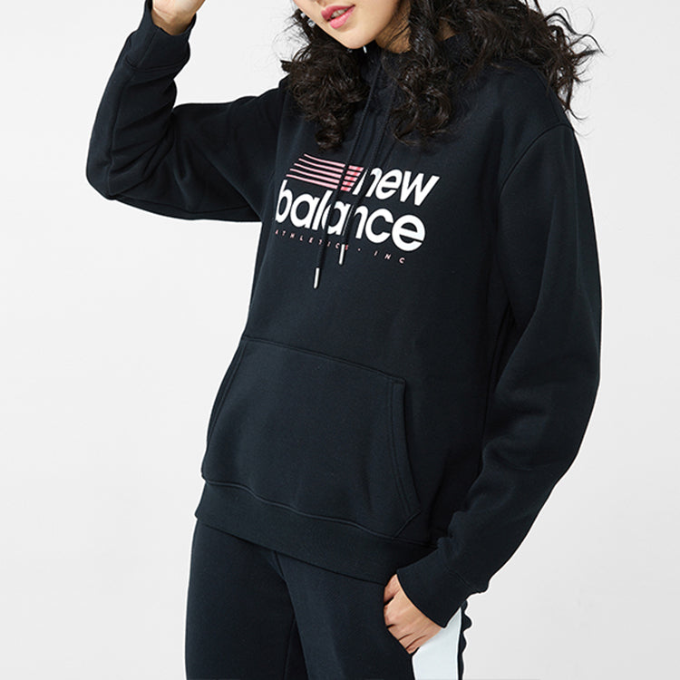 (WMNS) New Balance Knit hooded Casual Pullover Hoodie Black AWT93578-BK