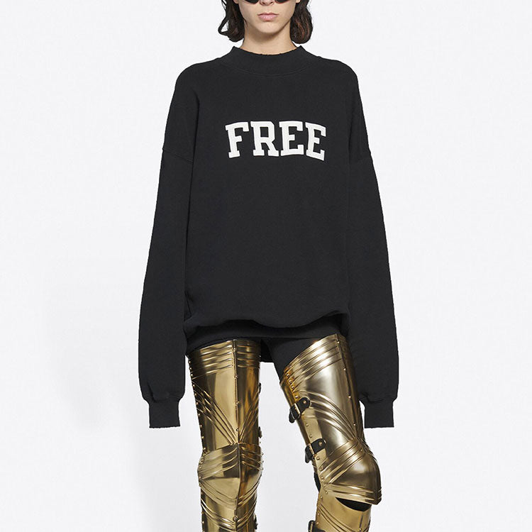 Balenciaga Unisex FW21 Free Printing Round-neck Sweatshirt Black 652981TKVD41070