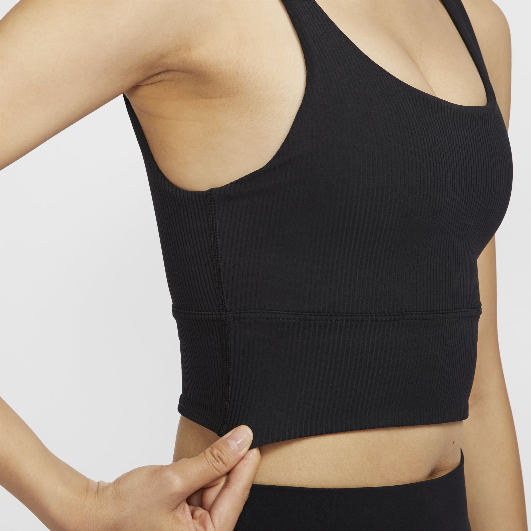 (WMNS) Nike Zenvy Rib Light-Support Padded Longline Sports Bra Asia Sizing 'Black' HF1543-010
