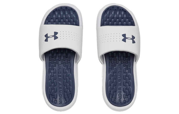 (WMNS) Under Armour Playmaker Fixed Strap Slide 'White Blue' 3000063-103