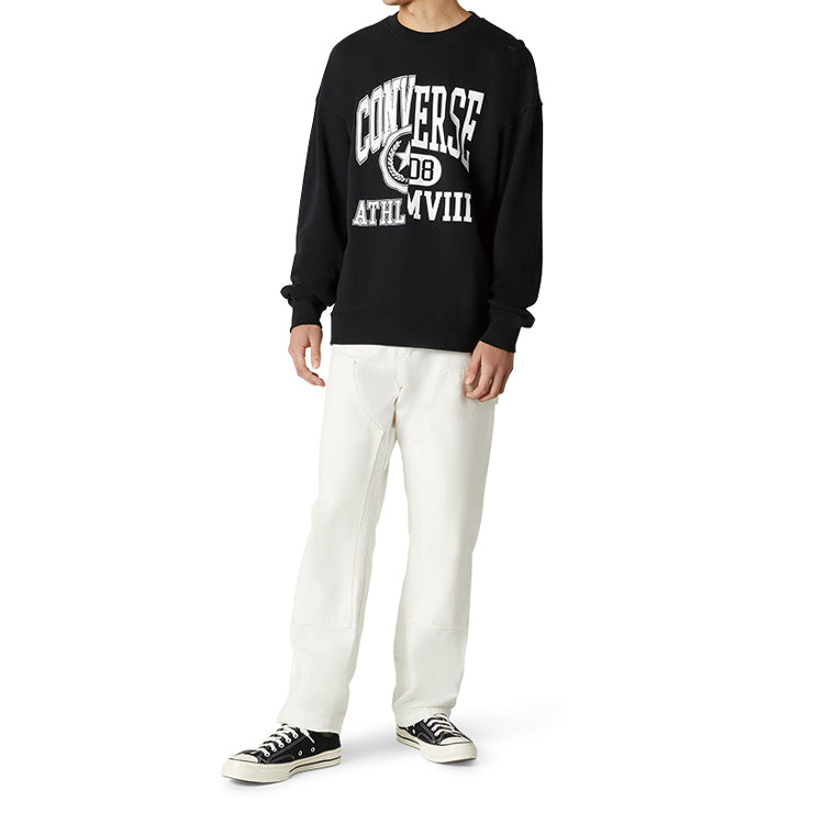 Men's Converse Alphabet Logo Printing Round Neck Pullover Black 10018354-A03