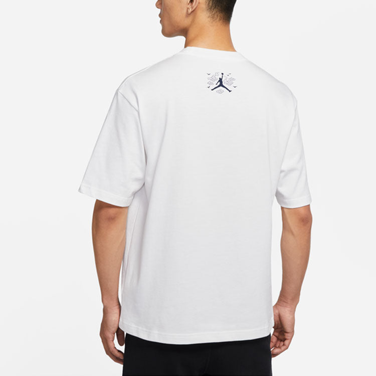 Men's Air Jordan Printing Round Neck Pullover Short Sleeve White T-Shirt DO4089-100
