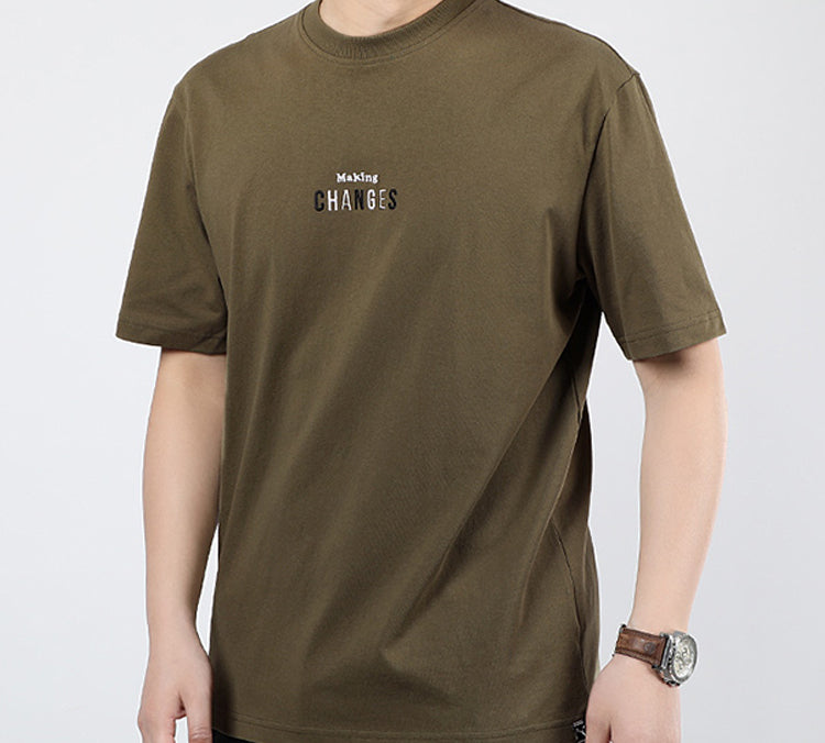 PUMA Alphabet Quick Dry Breathable Short Sleeve T-shirt 'Olive Brown' 597337-49
