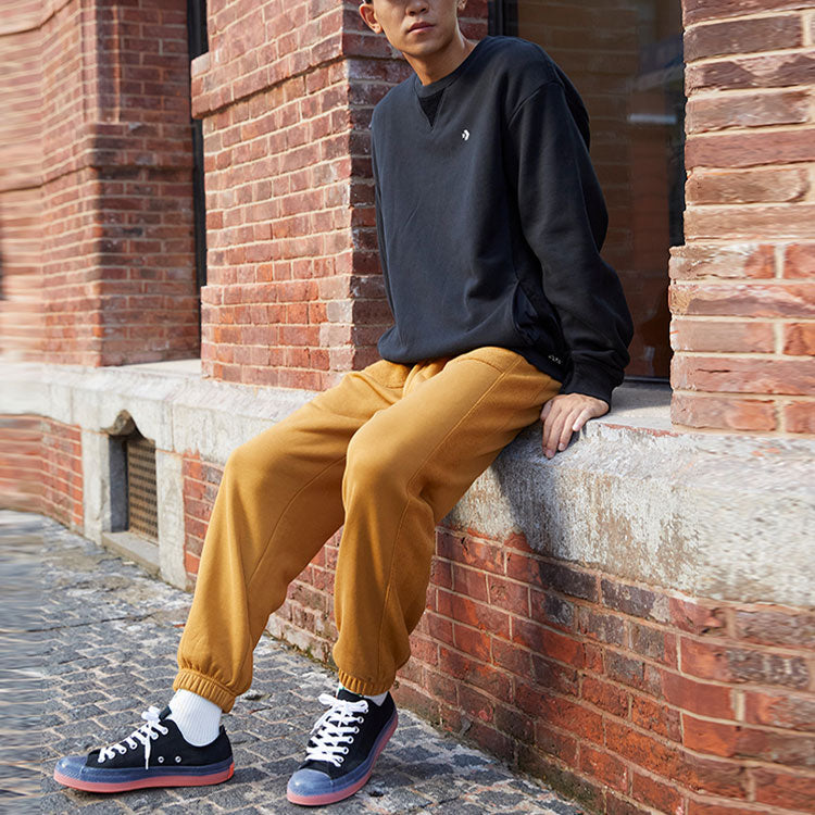 Men's Converse Logo Embroidered Loose Fleece Bundle Feet Sports Pants/Trousers/Joggers Wheat 10023521-A01
