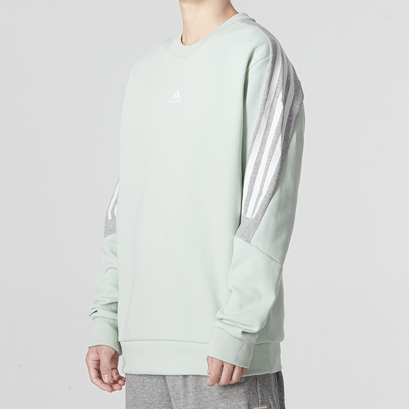 Men's adidas Fi 3S Crew Classic Colorblock Athleisure Casual Sports Round Neck Green HK4564
