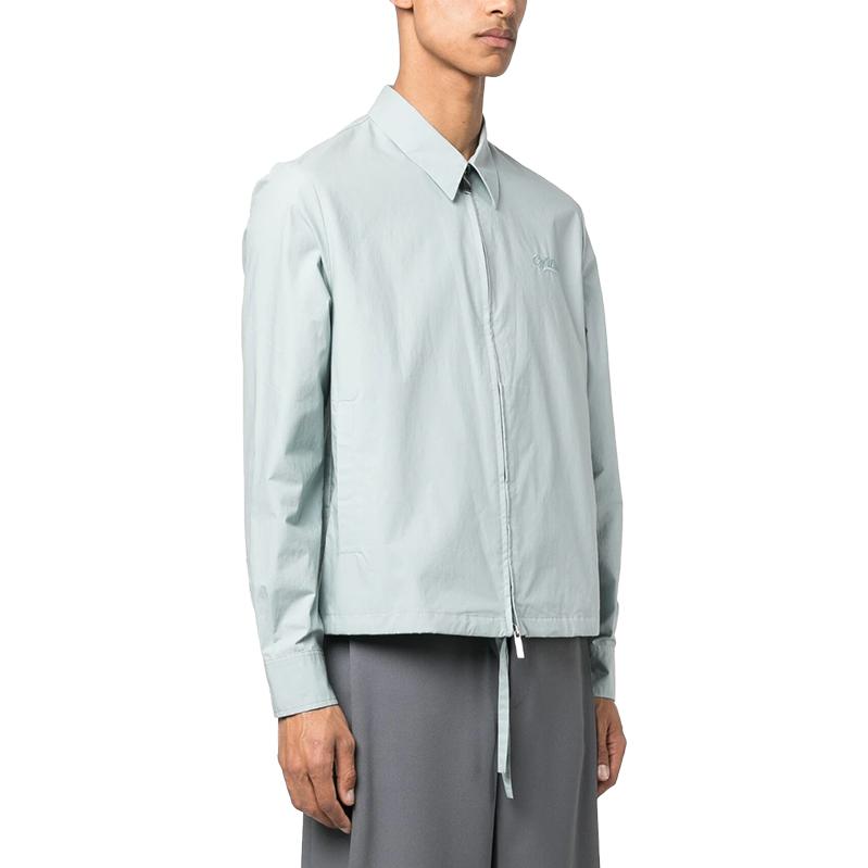 Off-White Embroidered Logo Zip-up Shirt 'Blue' OMGE008S23FAB0014141