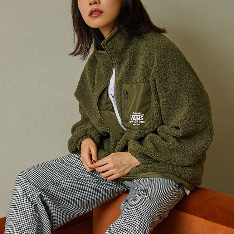(WMNS) Vans Lamb's Wool Splicing Stay Warm Jacket Military Green VN0A5H6UKCZ