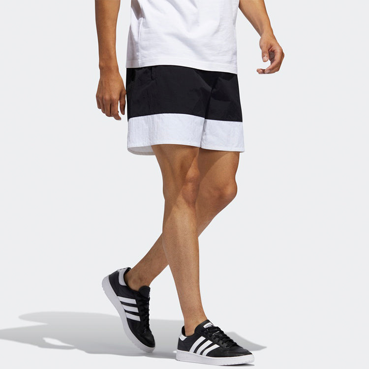 adidas originals Logo Alphabet Printing Splicing Loose Shorts Black White FM1547