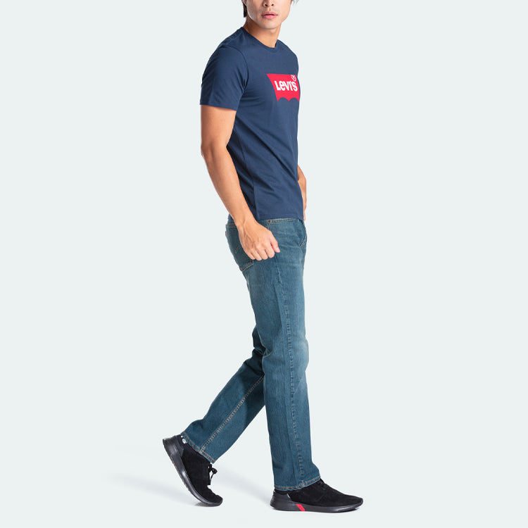 Men's Levis Alphabet Logo Loose Round Neck Short Sleeve Navy Blue 17783-0139