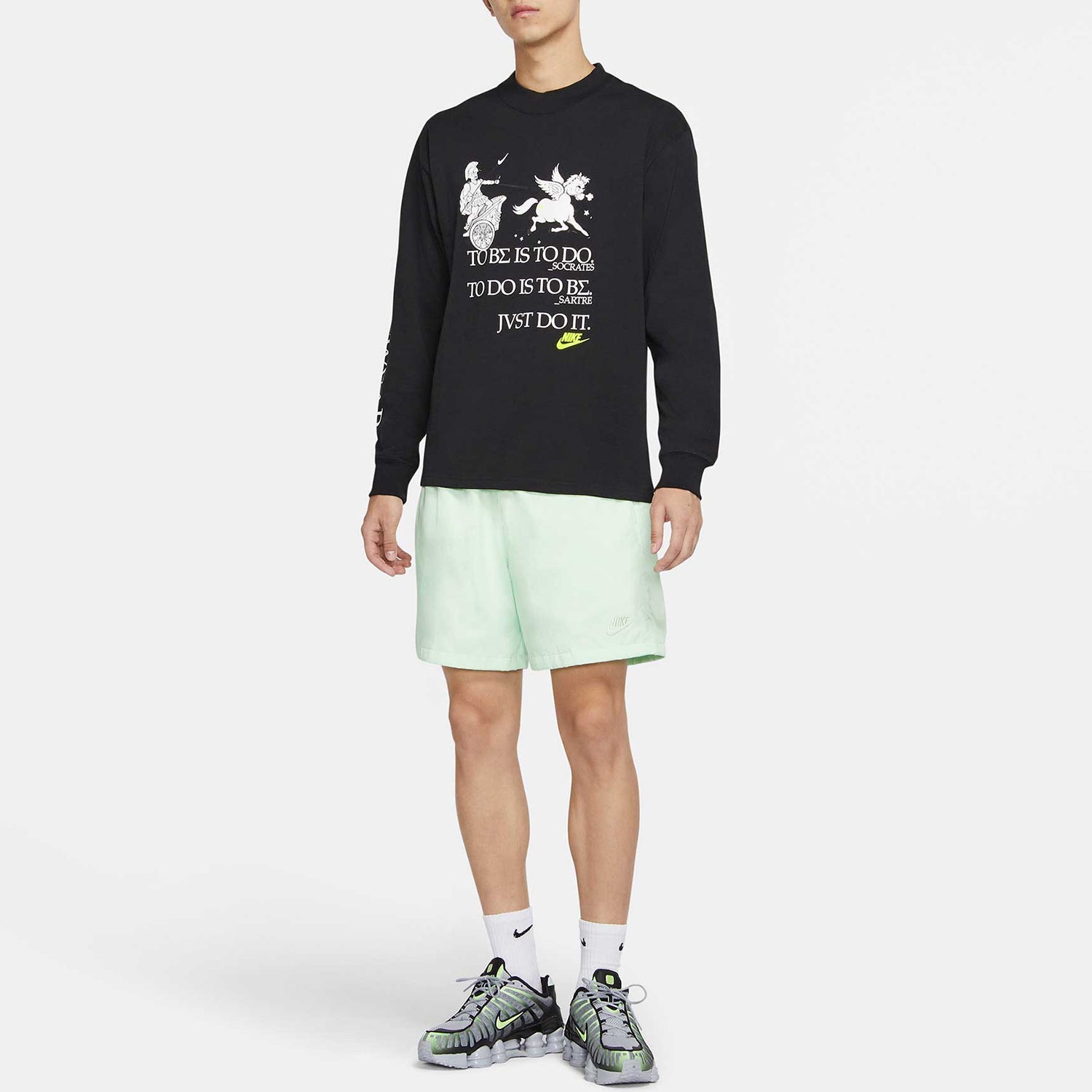 Nike Sportswear Printing Knit Round Neck Sports Black CZ4660-010