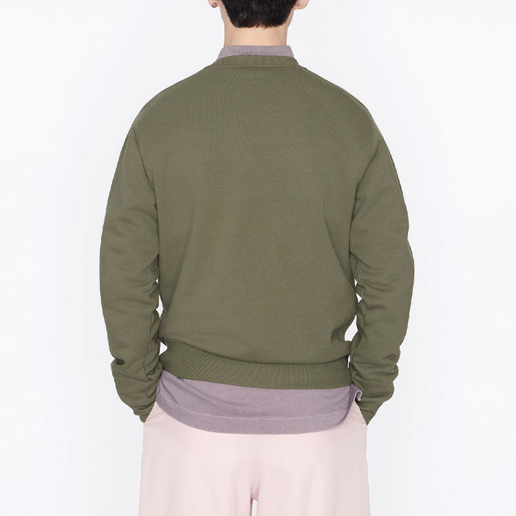 Men's DIOR SS22 Round Neck Cotton Fleece Material Pullover Olive 113J699A0531-C680