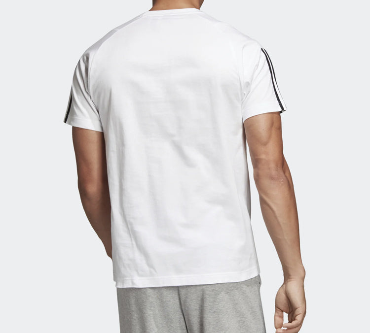 adidas Stripe Printing Training Sports Short Sleeve White DQ1453