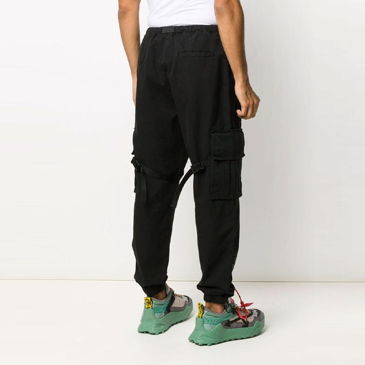 Off-White Logo Multiple Pockets Cargo Casual Pants Black OMCF004E20FAB0011001
