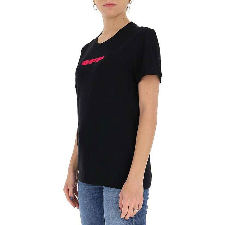 (WMNS) Off-White SS21 Logo Printing Round Neck Short Sleeve Slim Fit Black T-Shirt OWAA049R21JER0071032