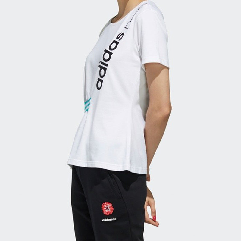 (WMNS) adidas neo Sports Pullover Round Neck Short Sleeve White EJ7096