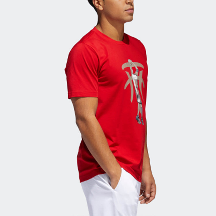 adidas Tmac Geek Up Pattern Printing Basketball Short Sleeve Red DU6439