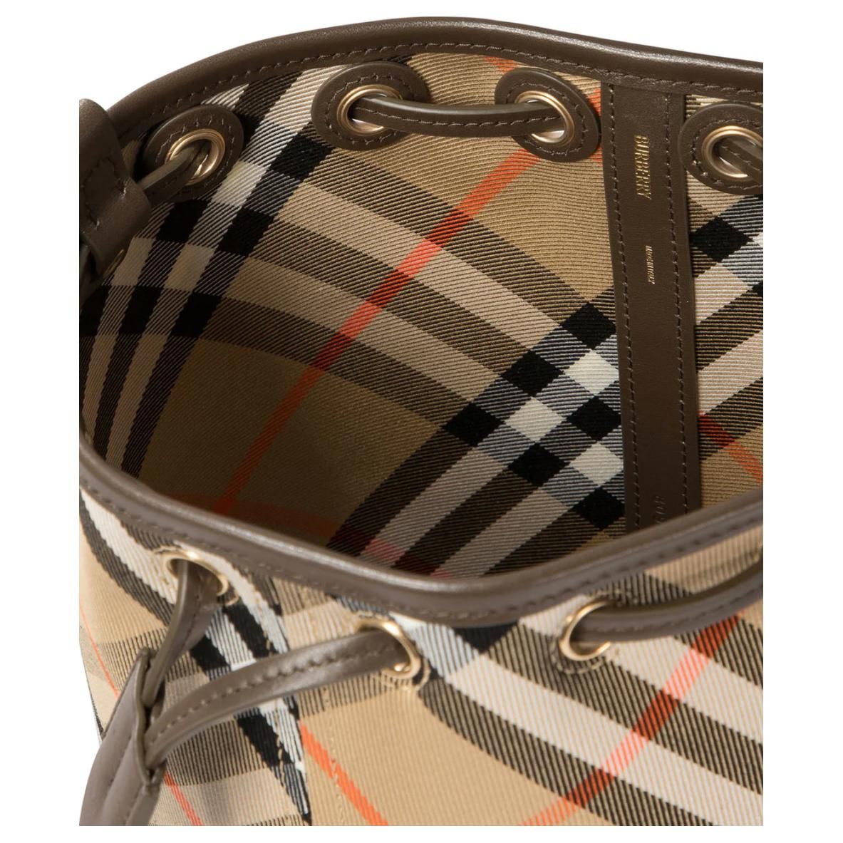 (WMNS) Burberry 25 Checked Drawstring Bucket Bag 'Beige' 8093804