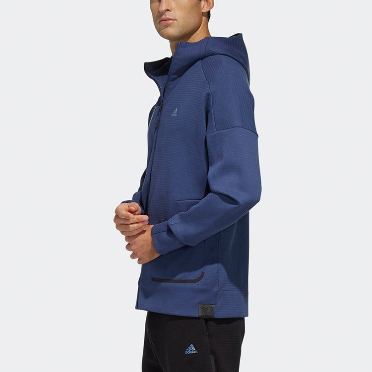 Men's adidas Sports Shoulder Drop Hooded Jacket Indigo FM9340