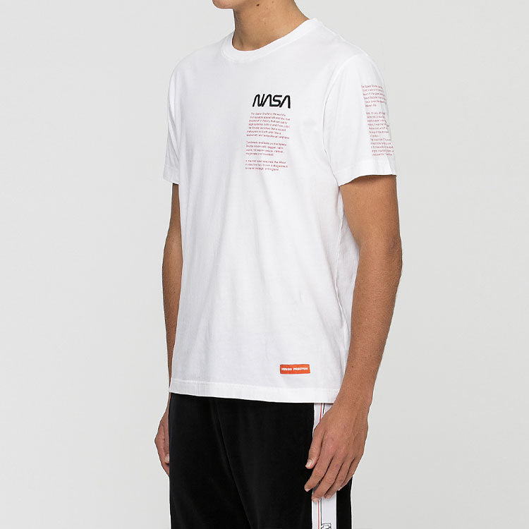 HERON PRESTON x NASA Crossover Alphabet Printing Short Sleeve Unisex White HMAA001F197600200188