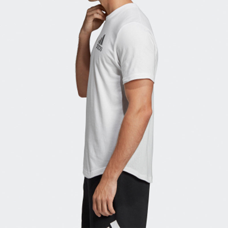 adidas Training Sports Solid Color Round Neck Short Sleeve White DX7722