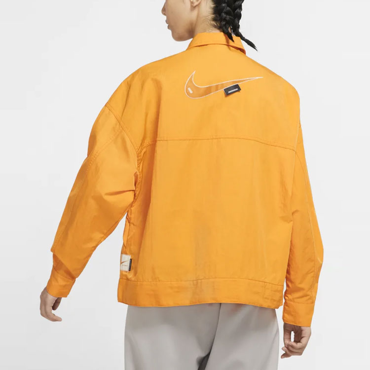 (WMNS) Nike Sportswear Swoosh Back Logo Printing Woven Jacket Yellow DM6204-738