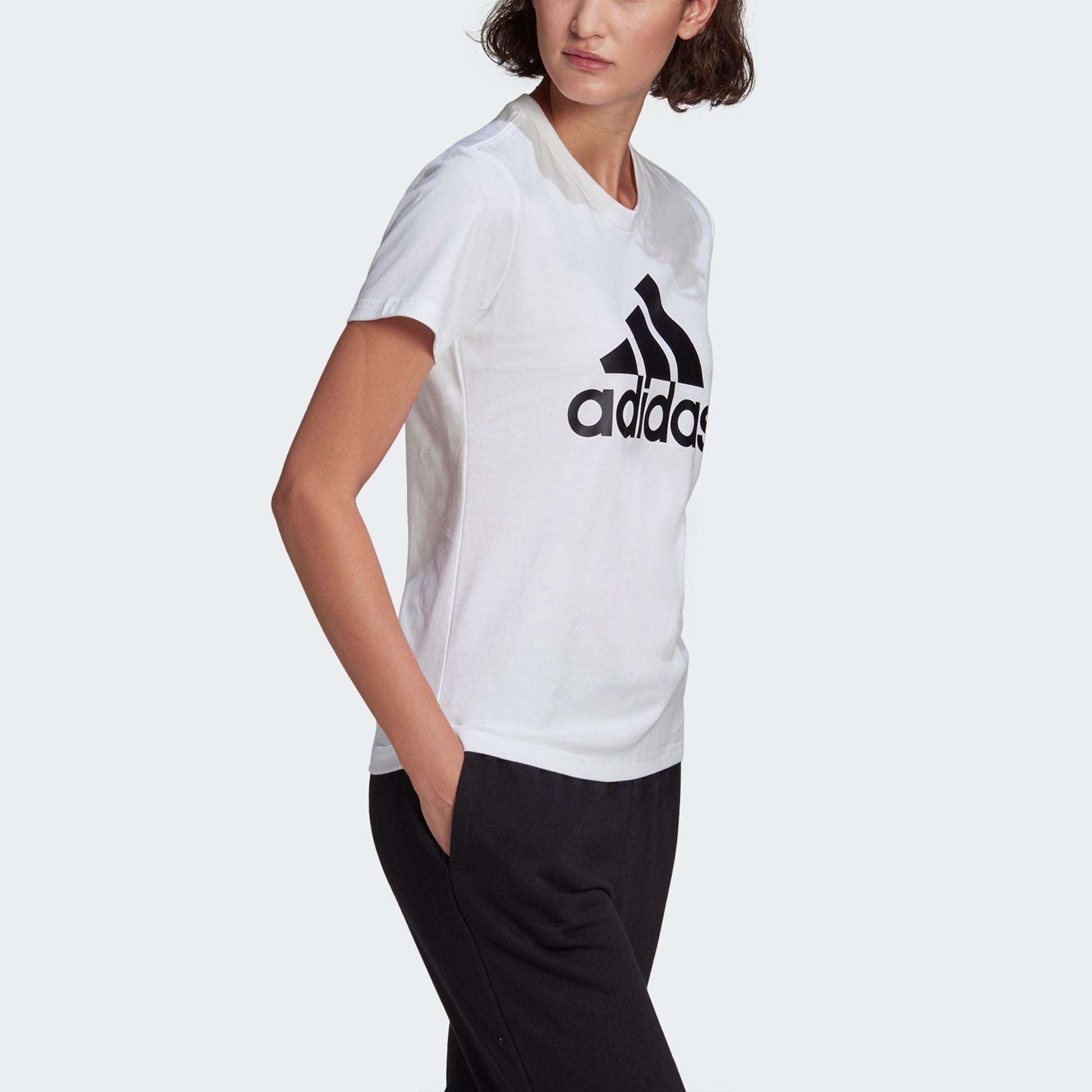 (WMNS) adidas Essentials Logo T-Shirt 'White Black' GL0649