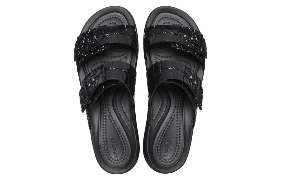 (WMNS) Crocs Brooklyn Croco Shine Buckle 'Black' 209361