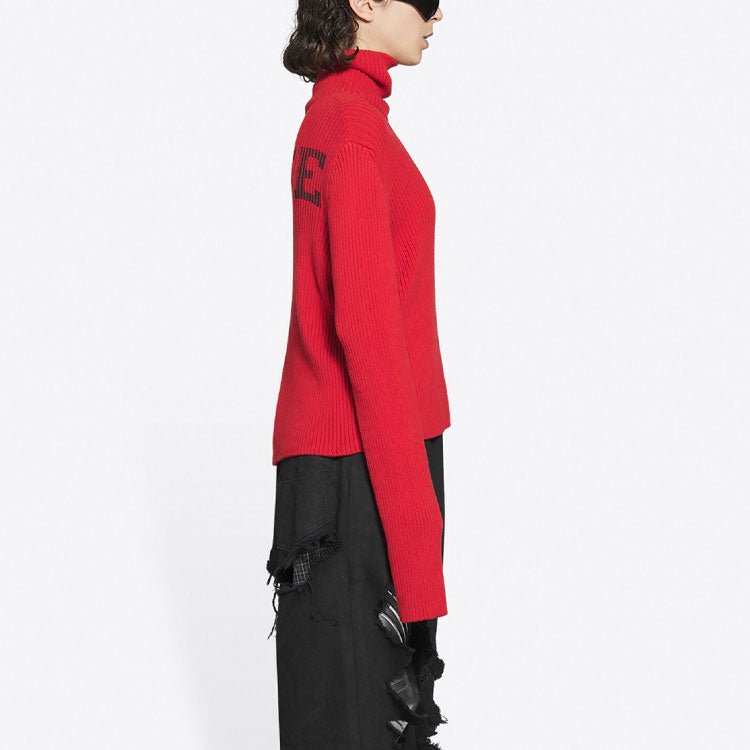 Balenciaga Ribbed Printed FREE Turtleneck Sweater 'Red' 662722T32106167